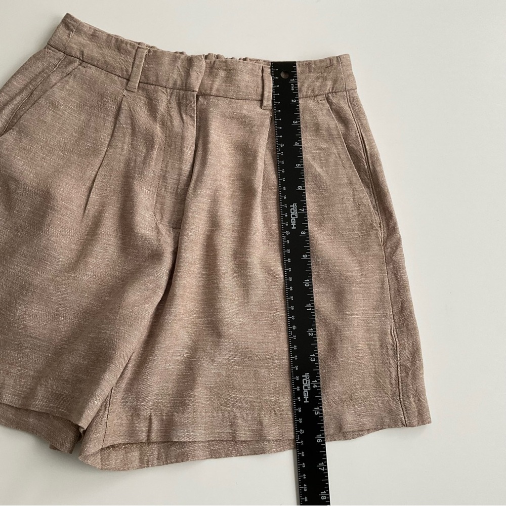 Old Navy Women's Trouser Shorts Sz S Beige Linen Blend Pockets Elastic Back Chic - Picture 5 of 9
